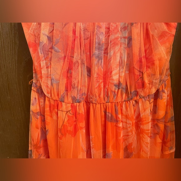 Candalite Womens Orange Multicolor Mesh Sleeveless Long Flowy Maxi Dress 2X - Picture 4 of 11